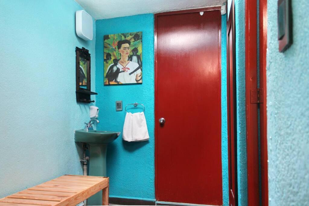 Texcoco de Mora Colorida Casa Azul En Texcoco Centro Wifi Cocinaヴィラ エクステリア 写真