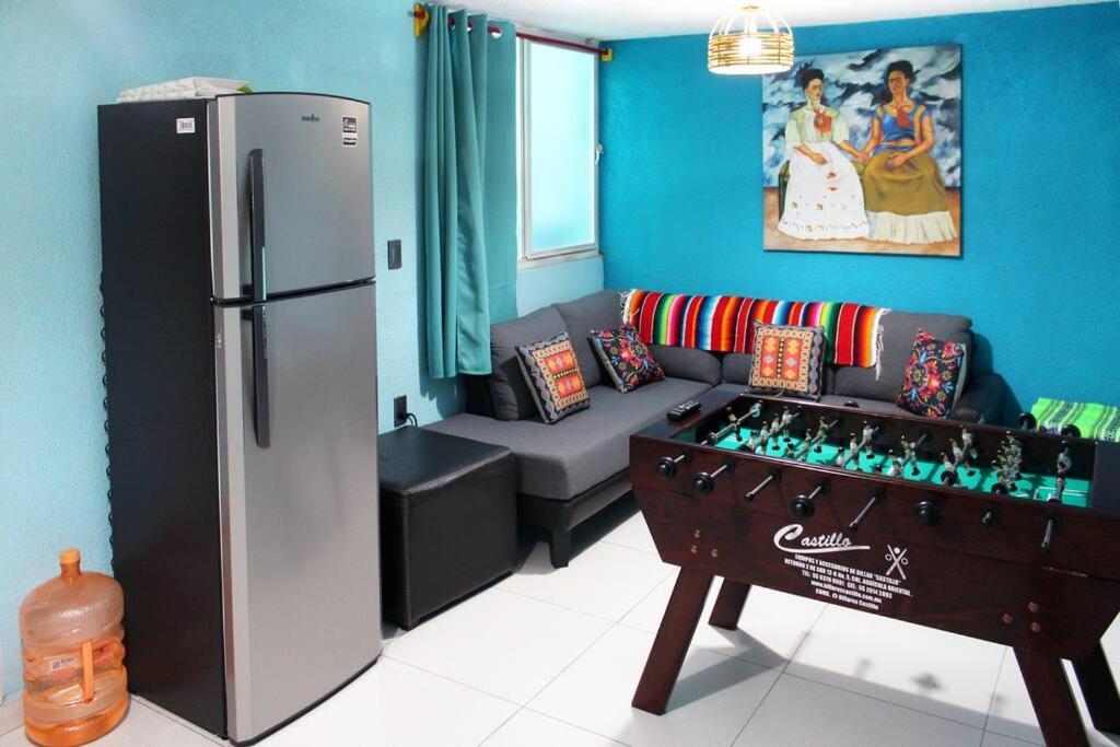 Texcoco de Mora Colorida Casa Azul En Texcoco Centro Wifi Cocinaヴィラ エクステリア 写真
